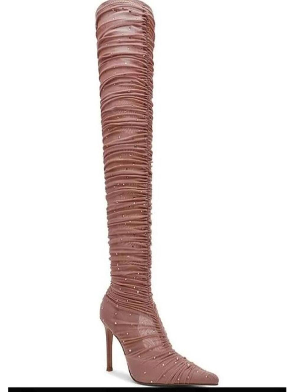 Steve Madden Rashda Blush Mesh Thigh High Heeled Boots Size 8.5
